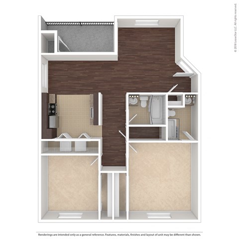 2 bedroom 2 bathroom Floorplan